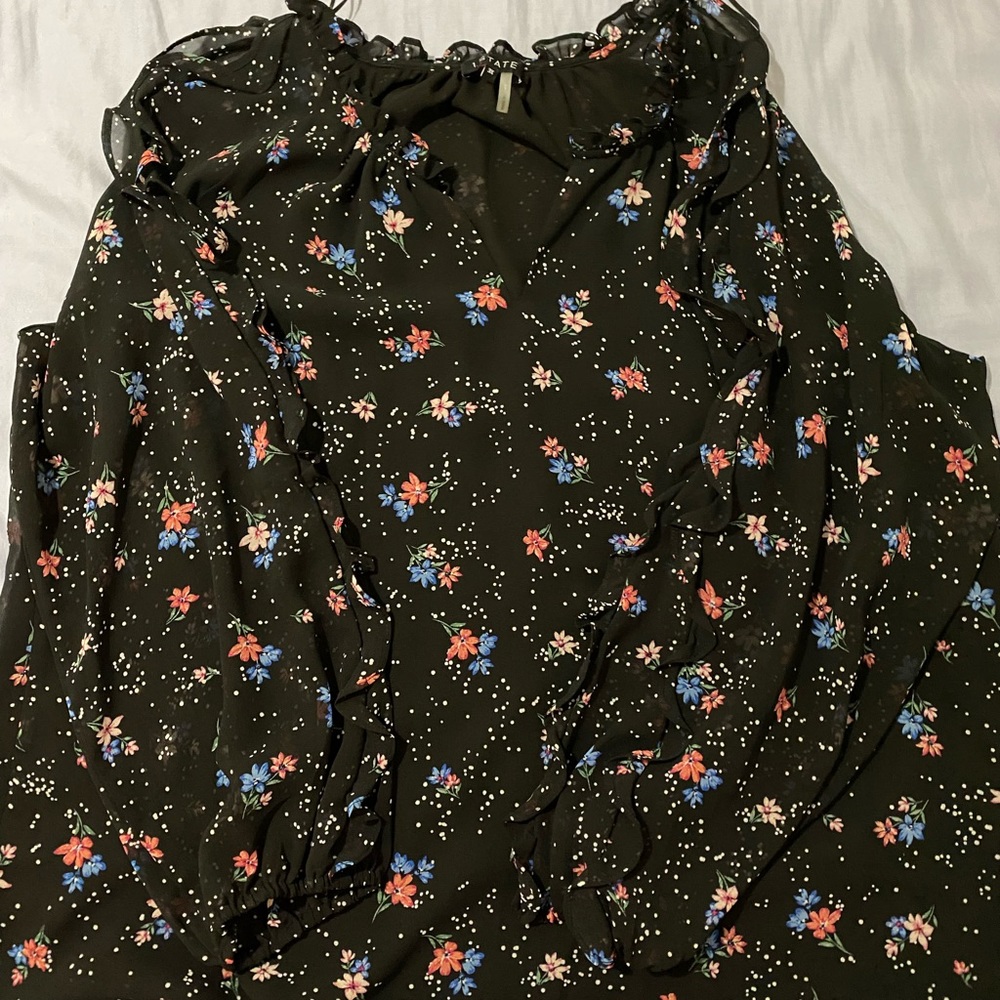 1.State Floral Cold Shoulder 3X Blouse